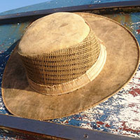 Side Vented Wide Brim Canvas Tarp Hat with Portuguese markings
